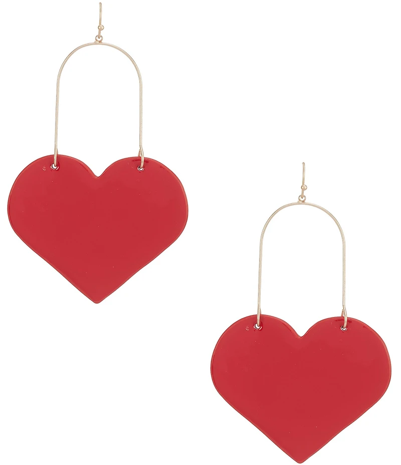 Southern Living Red PU Leather Heart Drop Earrings