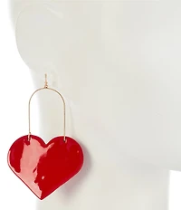 Southern Living Red PU Leather Heart Drop Earrings