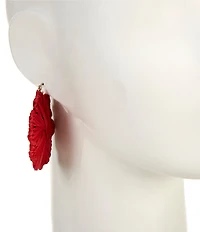 Southern Living Red Raffia Wrapped Wire Flower Hoop Earrings