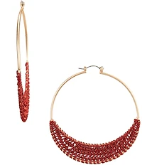 Southern Living Resort Red Thread Brass Hoop Earrings