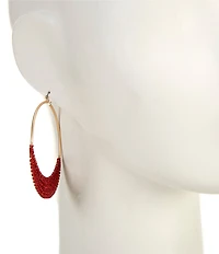 Southern Living Resort Red Thread Brass Hoop Earrings