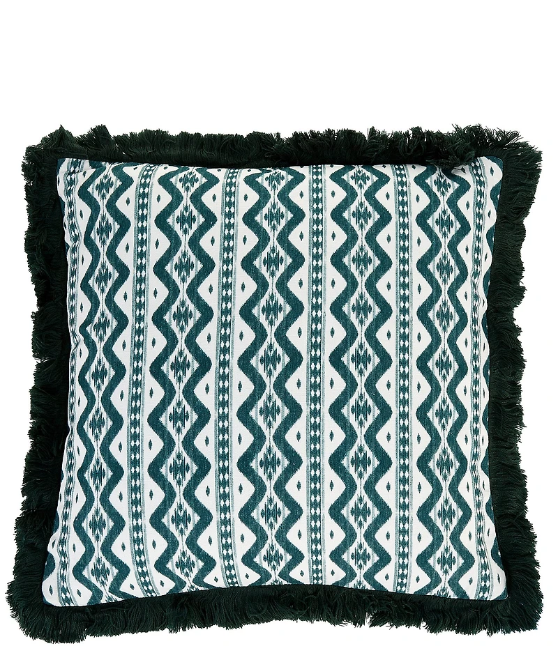 Southern Living Reversible Ikat Fringed Square Pillow
