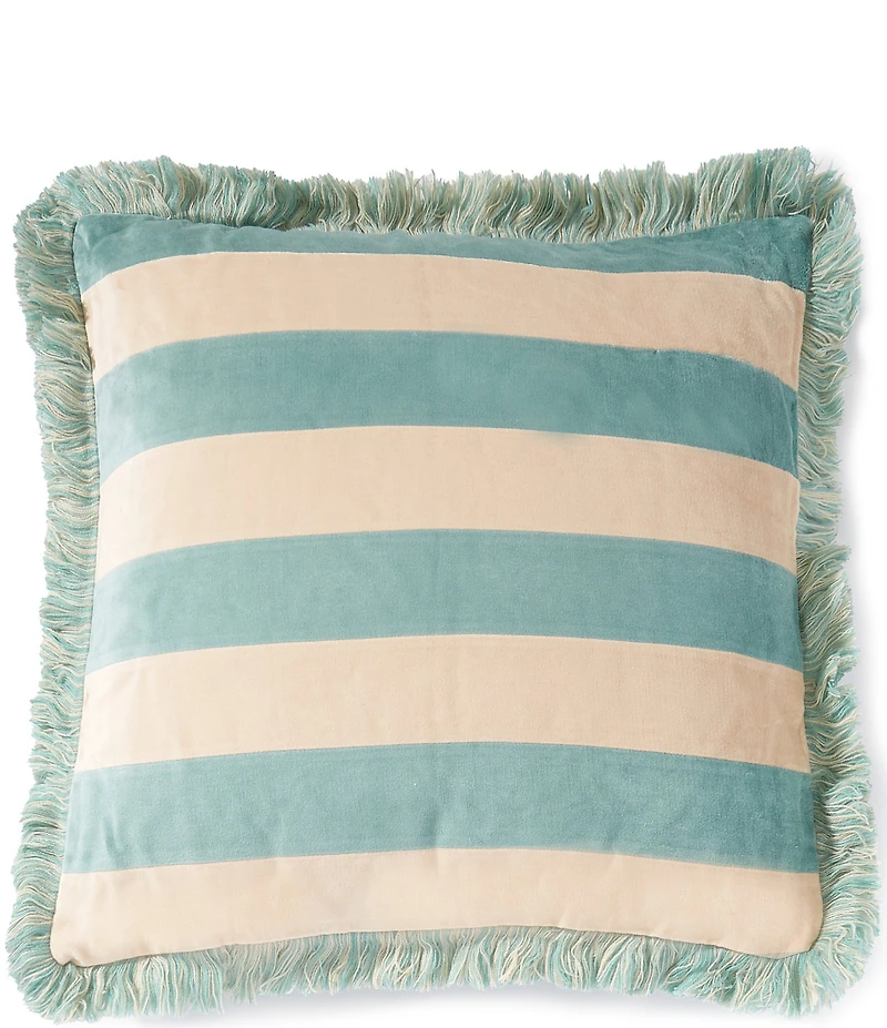 Southern Living Reversible Pieced Velvet Trellis Fringed Decorative Square Pillow