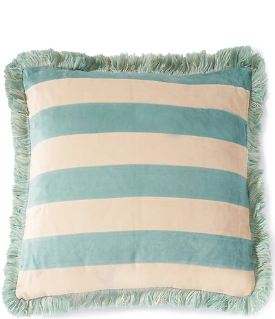 Southern Living Reversible Pieced Velvet Trellis Fringed Decorative Square Pillow