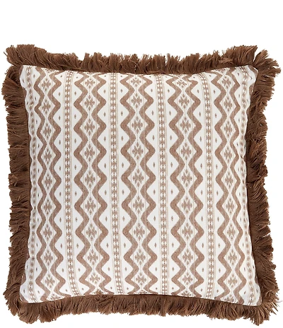 Southern Living Reversible Printed Fringe Trim Square Pillow