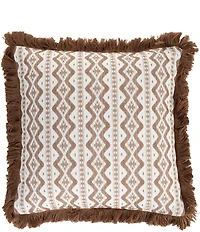 Southern Living Reversible Printed Fringe Trim Square Pillow