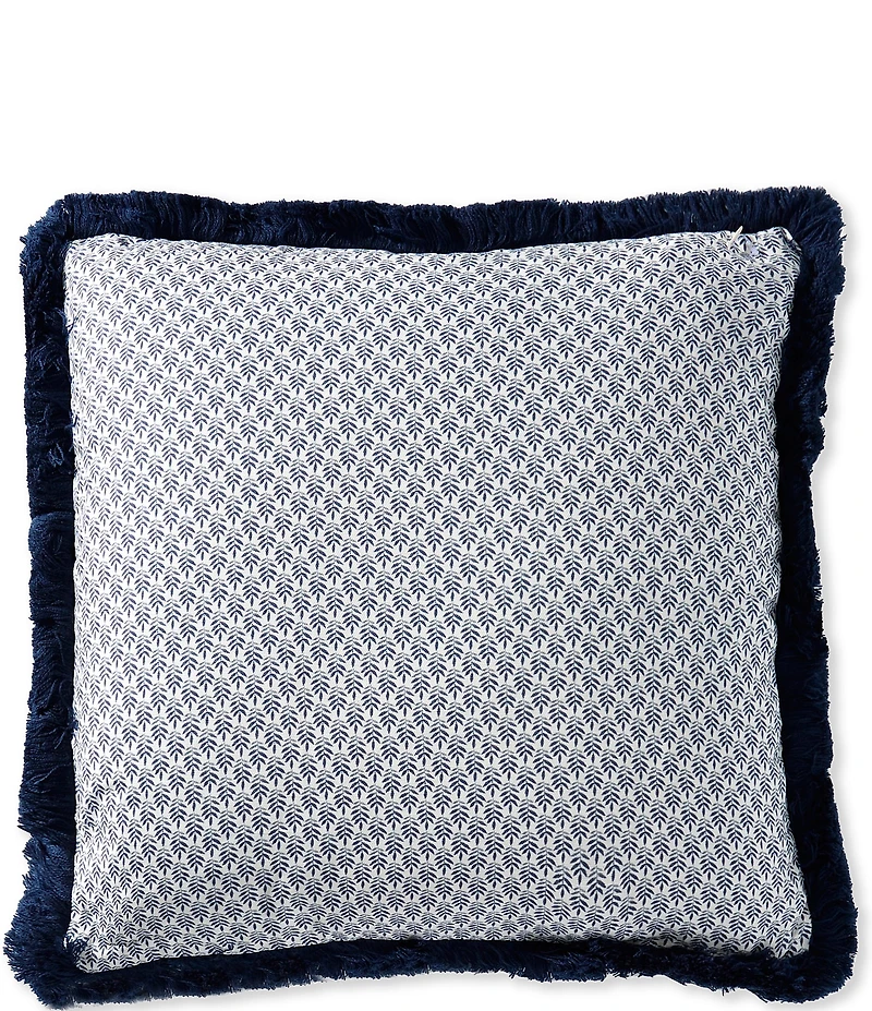 Southern Living Reversible Printed Fringe Trim Square Pillow
