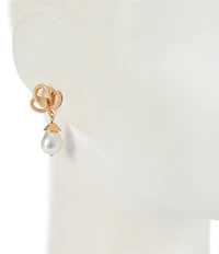 Southern Living Rope Textured Knot Stud Pearl Teardrop Drop Earrings