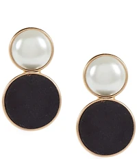 Southern Living Round Pearl Jet Velvet Cab Drop Earrings