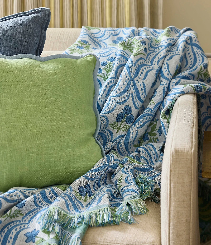 Southern Living Scallop Contrast Trim Square Pillow