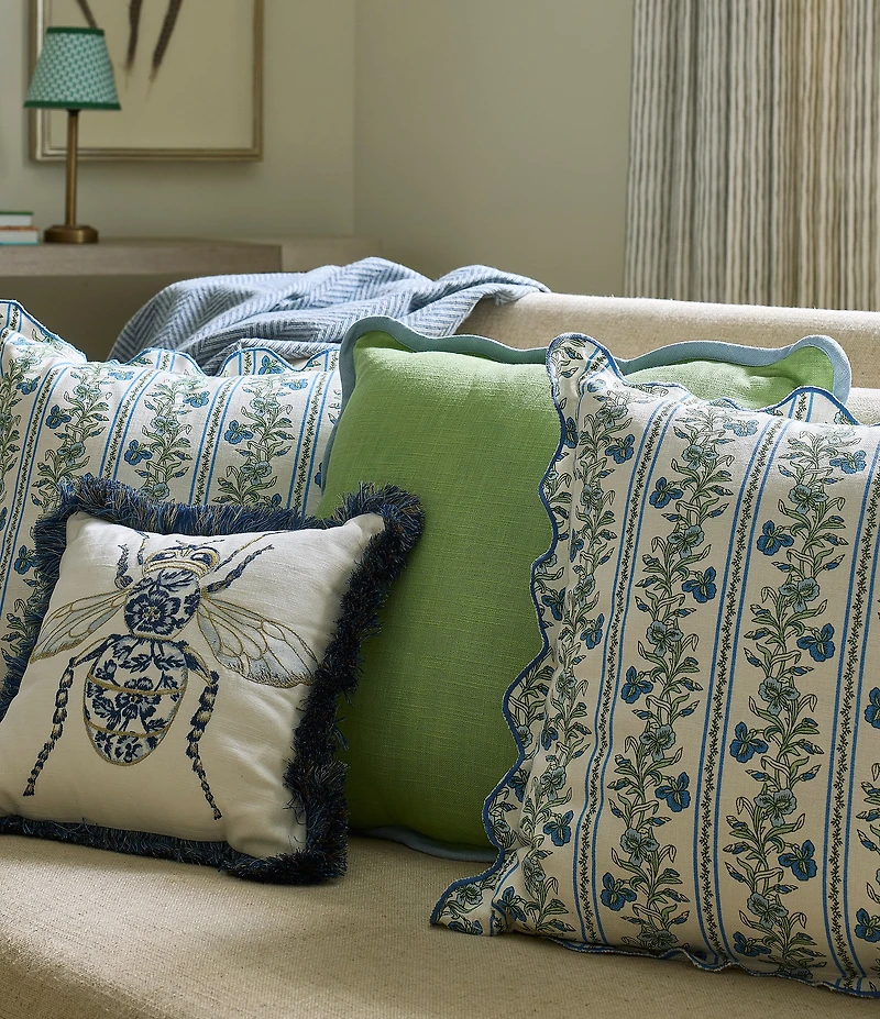 Southern Living Scallop Contrast Trim Square Pillow