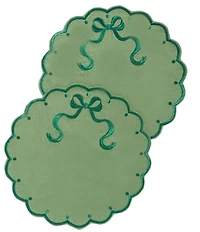 Southern Living Scalloped & Embroidered Bow Placemat, Set of 2