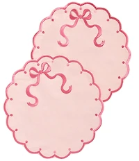 Southern Living Scalloped & Embroidered Bow Placemat, Set of 2