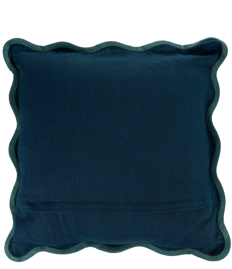 Southern Living Scalloped Contrast Trim 18#double; Square Decorative Pillow