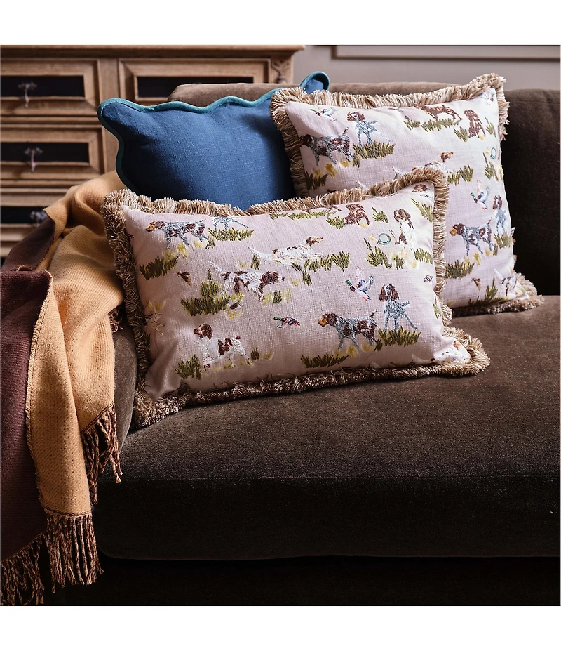Southern Living Scalloped Contrast Trim 18#double; Square Decorative Pillow