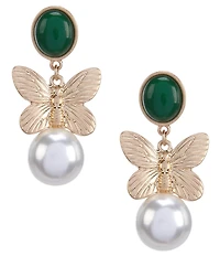 Southern Living Semi Precious and Pearl Butterfly Drop Earrings