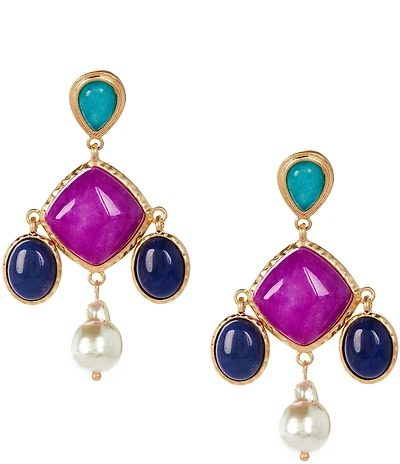 Southern Living Semi Precious Pearls Cluster Chandelier Earring