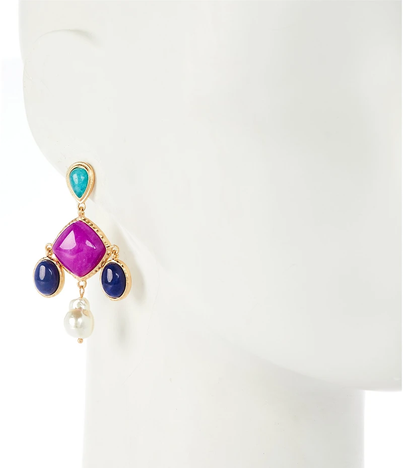 Southern Living Semi Precious Pearls Cluster Chandelier Earring