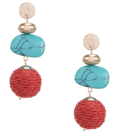 Southern Living Semi Precious Stone And Thread Ball Resort Drop Earrings