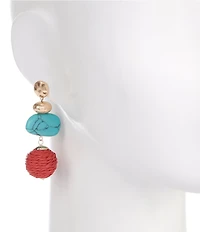 Southern Living Semi Precious Stone And Thread Ball Resort Drop Earrings
