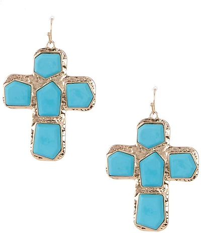 Southern Living Cross Semi Precious Stone Statement Drop Earrings