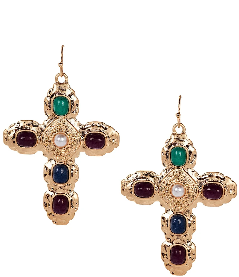 Southern Living Semi Precious Stone Cross Drop Earrings