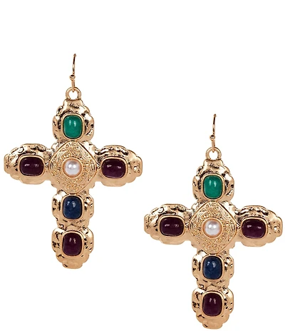 Southern Living Semi Precious Stone Cross Drop Earrings