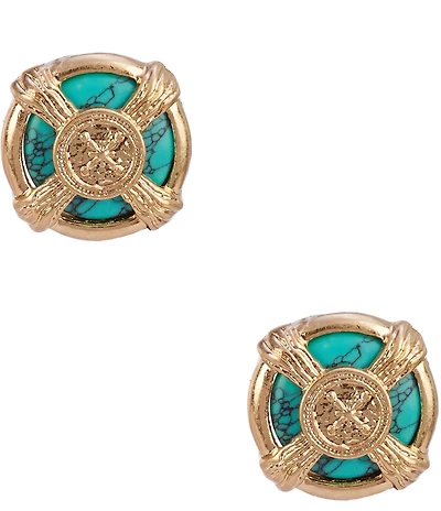 Southern Living Semi Precious Stone Inset Stud Clip Earrings