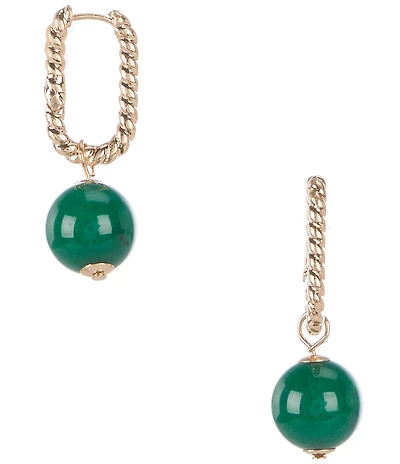 Southern Living Semi Precious Stone Long Hoop Drop Earrings