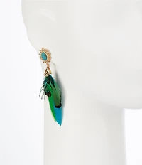 Southern Living Semi Precious Stone Post Feather Drop Earrings