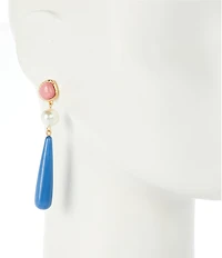 Southern Living Semi Precious Stone Pearl Linear Earrings