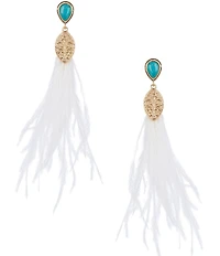 Southern Living Semi Precious Stones and Feather Statement Drop Earrings