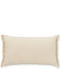 Southern Living Simplicity Collection Abstract Broken Stripe Print Woven Embroidered Fringe Lumbar Pillow