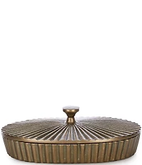 Southern Living Simplicity Collection Antique Finish Fluted Trinket Dish with Lid
