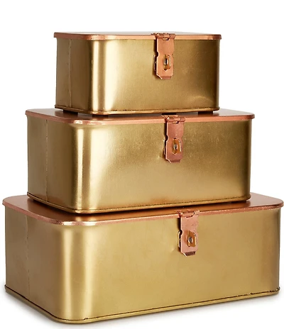 Southern Living Simplicity Collection Brass & Copper Finished Hinged Decorative Box