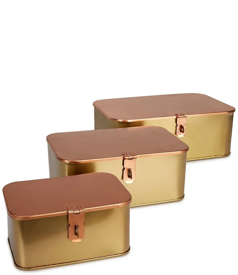 Southern Living Simplicity Collection Brass & Copper Finished Hinged Decorative Box