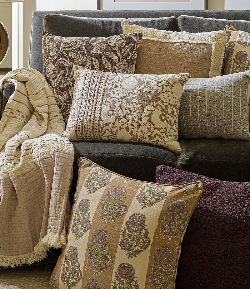 Southern Living Simplicity Collection Damask Print Floral Reversible Square Pillow