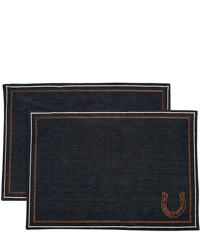 Southern Living Simplicity Collection Denim Western Horseshoe Placemats. Set of 2