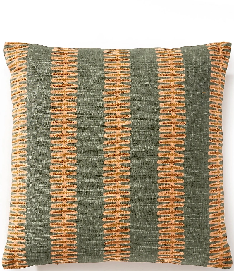 Southern Living Simplicity Collection Embroidered Stripe Square Pillow