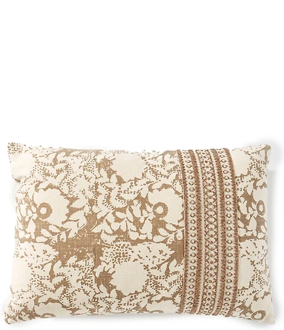 Southern Living Simplicity Collection Floral Print Embroidered Lumbar Pillow