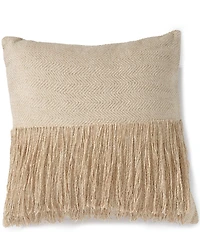 Southern Living Simplicity Collection Fringe Detail Herringbone Decorative Square Pillow