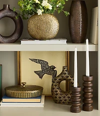 Southern Living Simplicity Collection Mango Wood Candle Holder, Set of 2