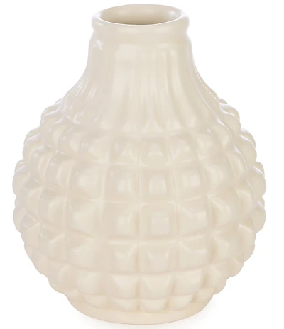 Southern Living Simplicity Collection Matte Cream Faceted Teardrop-Shape Bud Vase