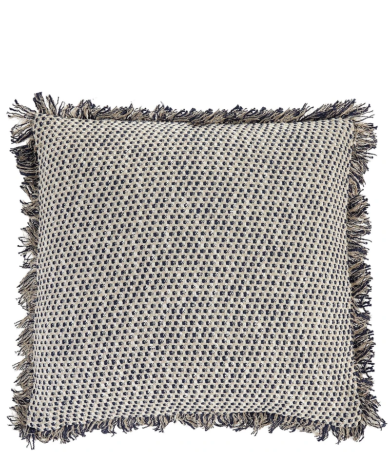 Southern Living Simplicity Collection Textured Slub Woven Embroidered Fringe Square Pillow