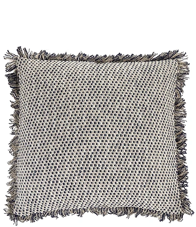 Southern Living Simplicity Collection Textured Slub Woven Embroidered Fringe Square Pillow