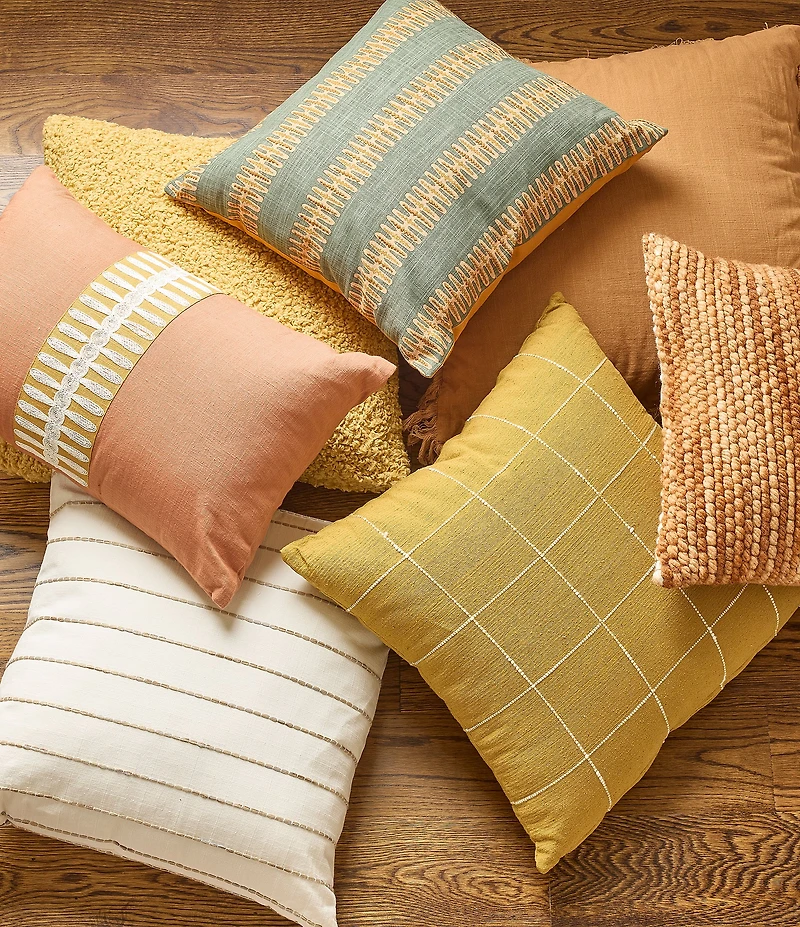 Southern Living Simplicity Collection Yarn Stripe Square Pillow