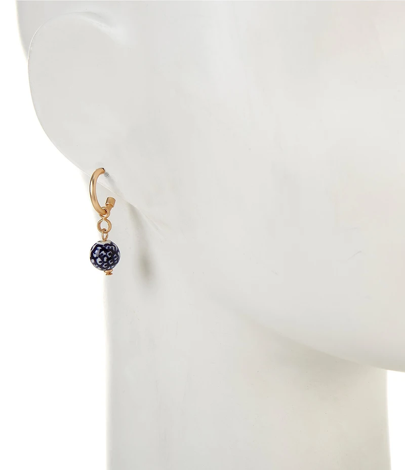 Southern Living Small Hoop Ceramic Round Bead Drop Earrings