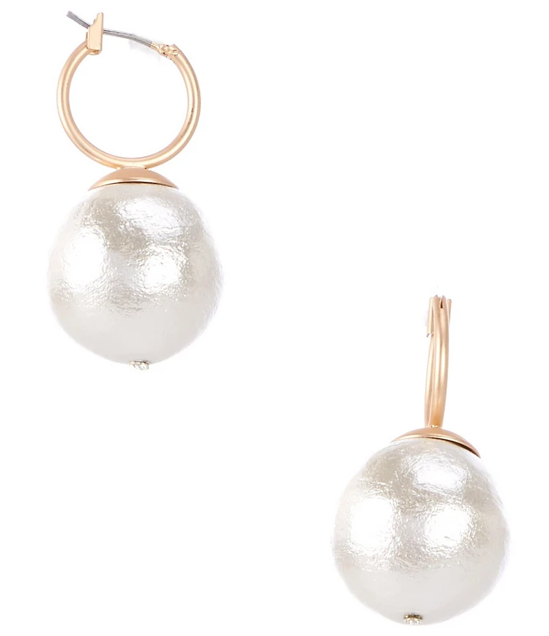 Southern Living Small Hoop Cotton Pearl Statement Drop Earrings