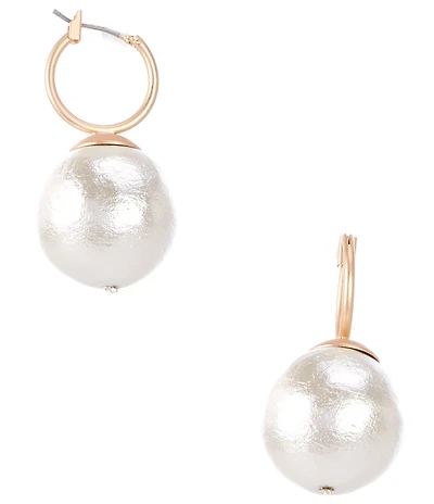 Southern Living Small Hoop Cotton Pearl Statement Drop Earrings