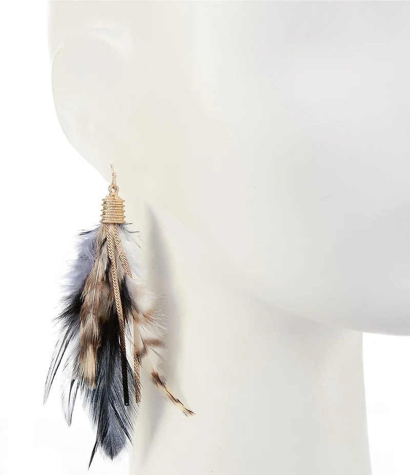 Southern Living Statement Feather Drop Tassel Earrings